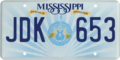 MS license plate JDK653