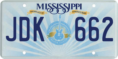 MS license plate JDK662