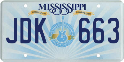 MS license plate JDK663