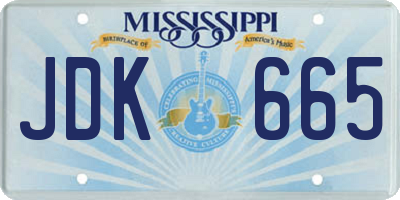 MS license plate JDK665