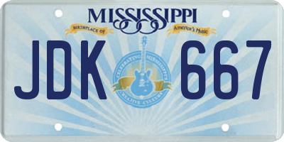 MS license plate JDK667