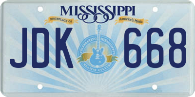 MS license plate JDK668