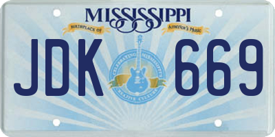 MS license plate JDK669