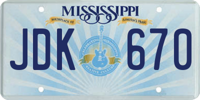 MS license plate JDK670