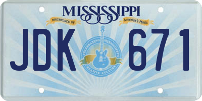MS license plate JDK671