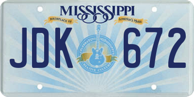 MS license plate JDK672