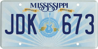 MS license plate JDK673