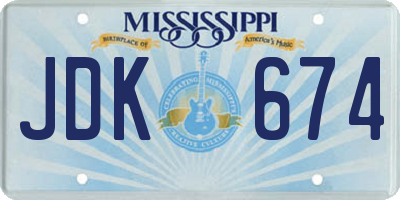 MS license plate JDK674