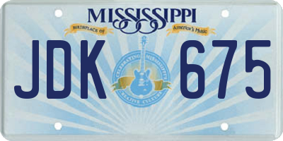 MS license plate JDK675