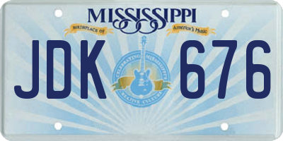 MS license plate JDK676