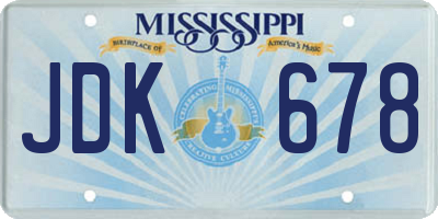 MS license plate JDK678