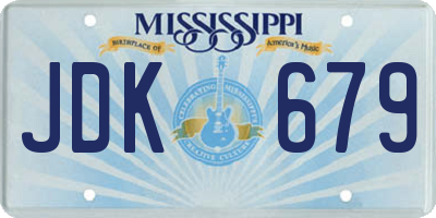 MS license plate JDK679