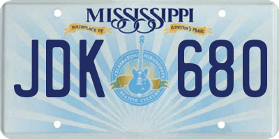 MS license plate JDK680