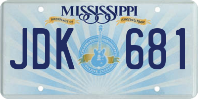 MS license plate JDK681