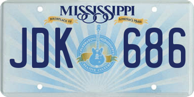 MS license plate JDK686