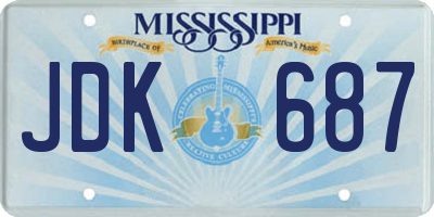 MS license plate JDK687