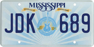MS license plate JDK689