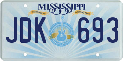 MS license plate JDK693