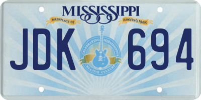 MS license plate JDK694