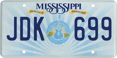 MS license plate JDK699