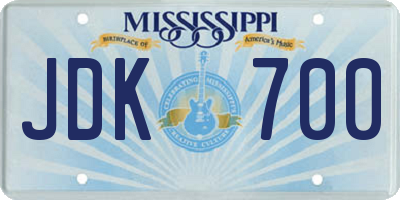 MS license plate JDK700
