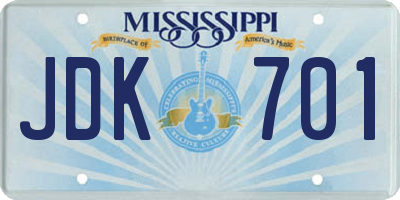 MS license plate JDK701