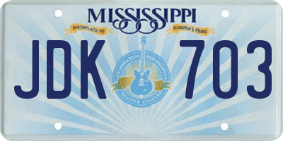 MS license plate JDK703