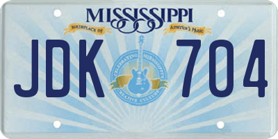 MS license plate JDK704