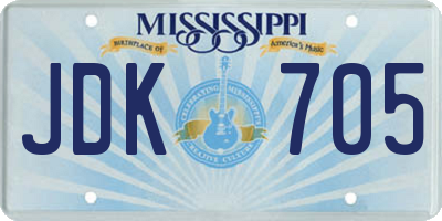 MS license plate JDK705