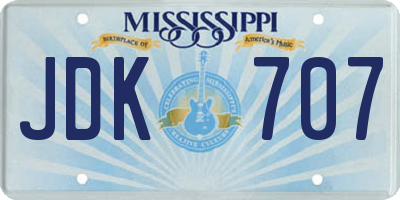 MS license plate JDK707