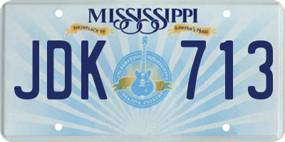 MS license plate JDK713