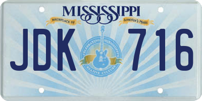 MS license plate JDK716