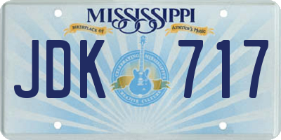 MS license plate JDK717