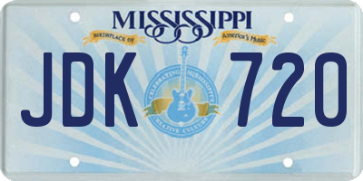 MS license plate JDK720