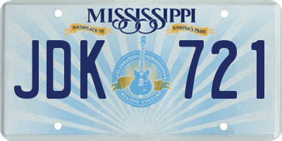 MS license plate JDK721
