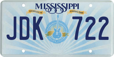 MS license plate JDK722