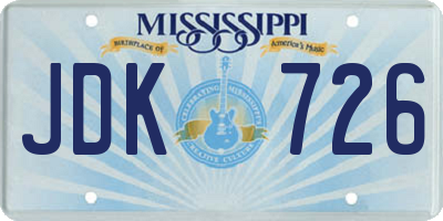 MS license plate JDK726