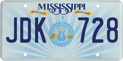 MS license plate JDK728