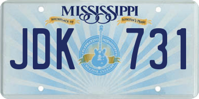 MS license plate JDK731