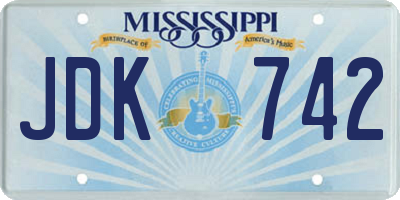 MS license plate JDK742