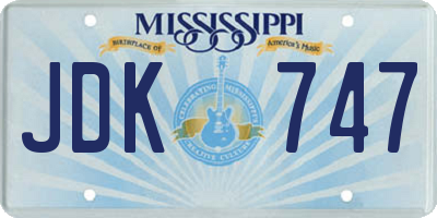 MS license plate JDK747