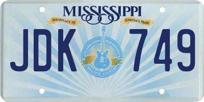 MS license plate JDK749