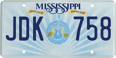 MS license plate JDK758