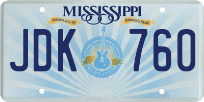 MS license plate JDK760