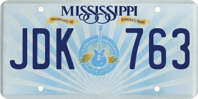 MS license plate JDK763