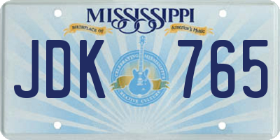 MS license plate JDK765