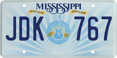 MS license plate JDK767