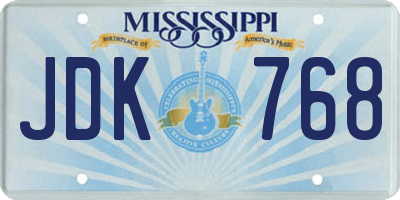MS license plate JDK768