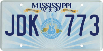 MS license plate JDK773