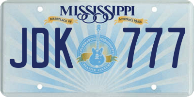 MS license plate JDK777